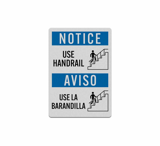 Bilingual OSHA Notice Use Handrail Decal (Reflective)
