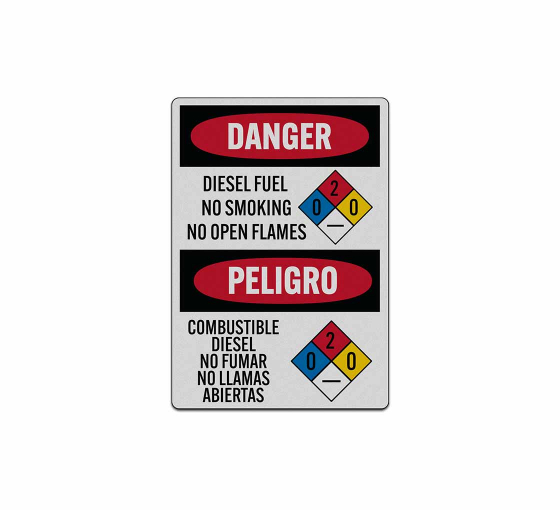 Bilingual Diesel Fuel No Smoking Decal (Reflective)