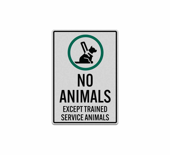 No Animals Except Trained Service Animals Decal (Reflective)
