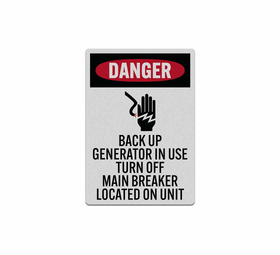 Back Up Generator In Use Decal (Reflective)