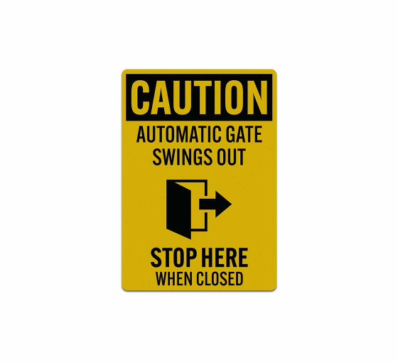 Caution Automatic Gate Swings Out Decal (Reflective)