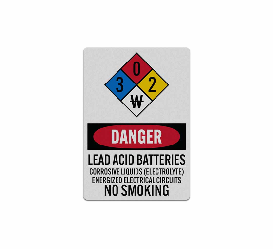 OSHA Lead Acid Batteries Decal (Reflective)