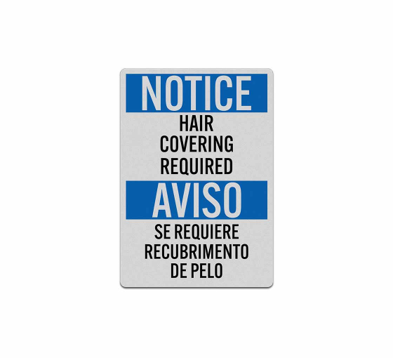 Bilingual OSHA Hair Covering Required Decal (Reflective)