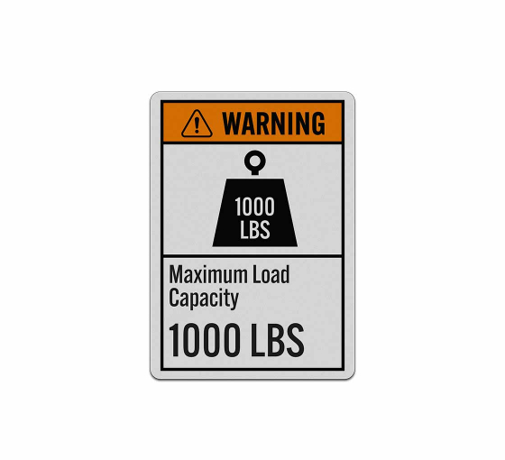 Maximum Load Capacity 1000 LBS Decal (Reflective)
