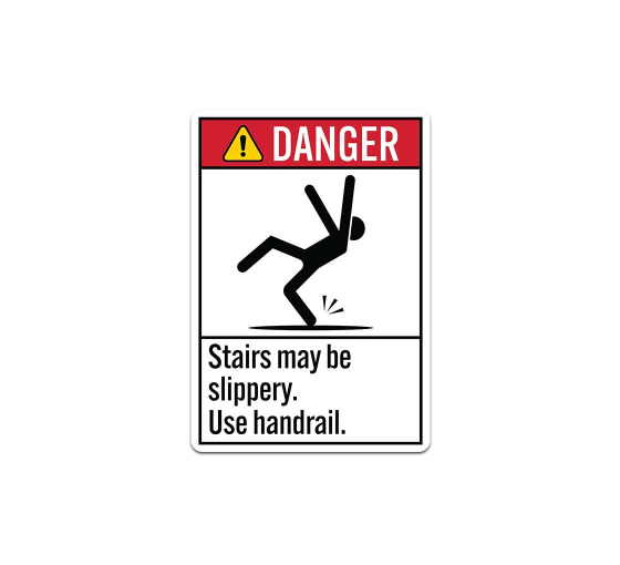ANSI Stairs May Be Slippery Decal (Non Reflective)