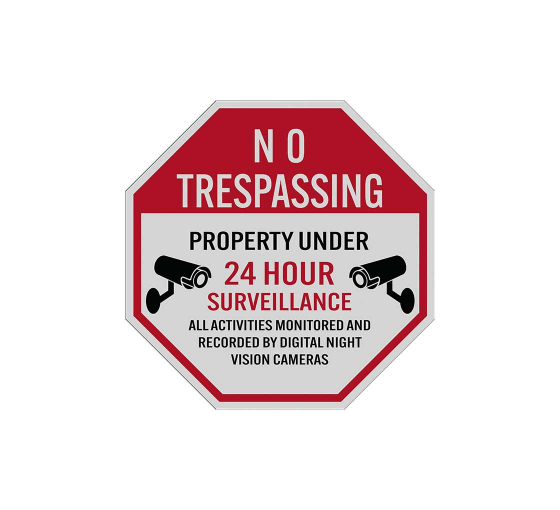No Trespassing Property Under Surveillance Aluminum Sign (Reflective)
