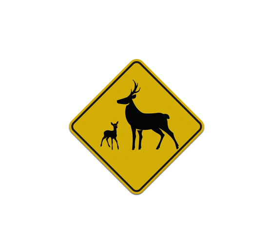 Deer with Fawn Crossing Aluminum Sign (Reflective)