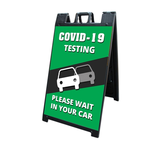 Covid-19 Testing Please Wait in your Car Signicade Black