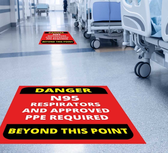 Danger Approved PPE Beyond this Point Floor Decals