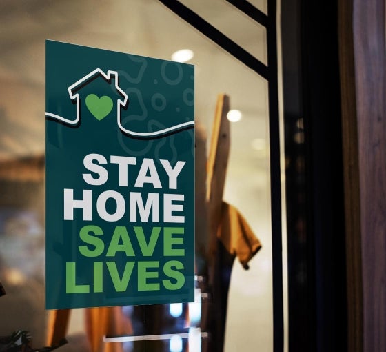 Brilliant Stay Home Save Lives Window Clings