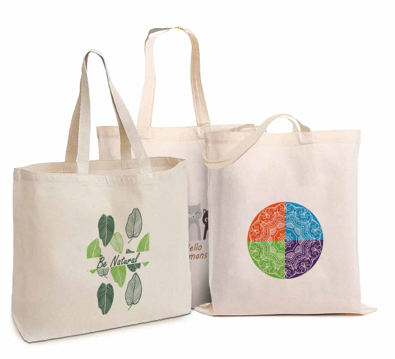 Custom Logo Tote Bags: Natural Canvas Totes (Full Color Print)