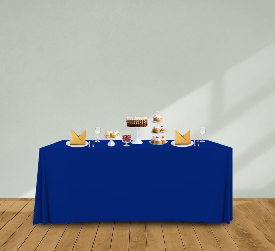 Blue Blank Full Colour Table Cover/Throws 3 Sided Tablecloth for 6 Feet Table 