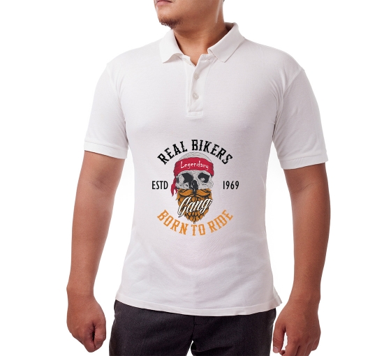 Men's White Polo Shirt - Printed