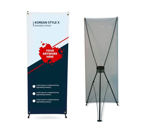 Korean Style X Frame Banner Adjustable Height Banner Stand