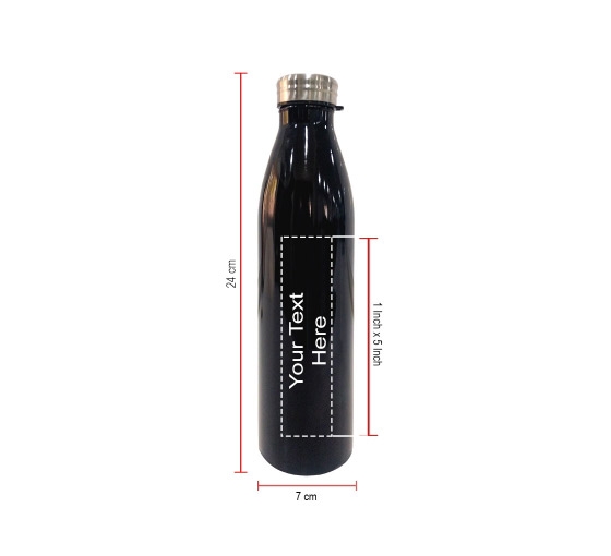 Metal - water bottle, engraved black