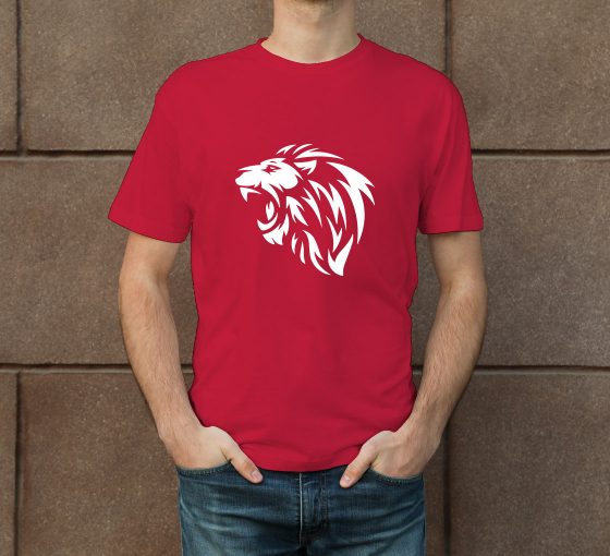 Men's Red Cotton Printed T-Shirt - Crew Neck