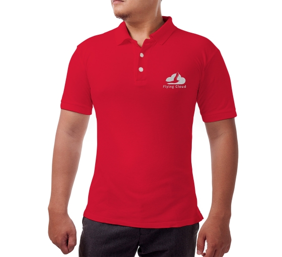 Red Cotton Polo Shirt - Embroidered