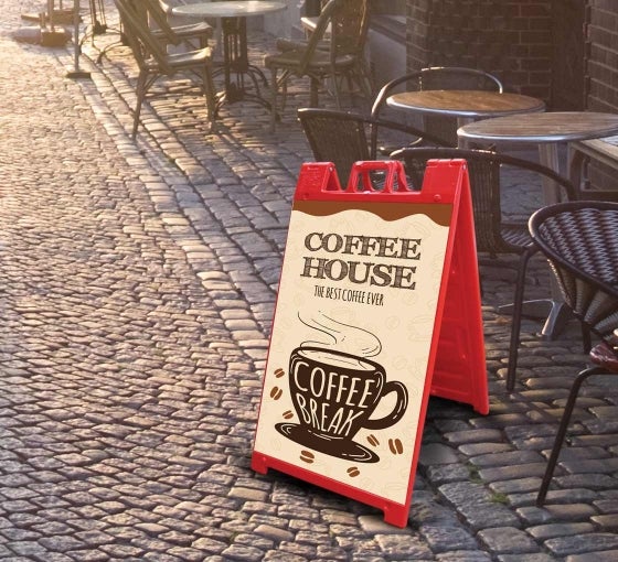 Red Plasticade Signicade Portable Folding A Frame Sidewalk Sign