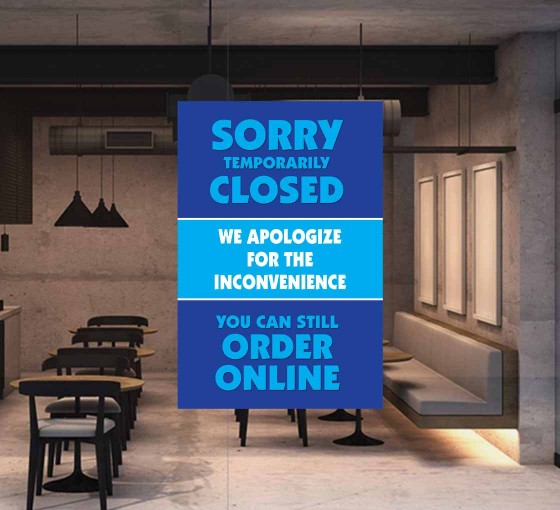 Sorry Temporarily Closed Order Online Window Clings