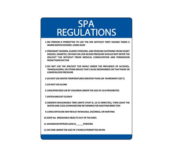 Spa Regulations Sign AlcoholWeaponDrug Free Property Rules Signs