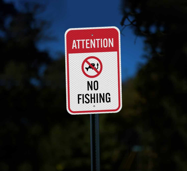 Shop for Attention No Fishing Aluminum Sign (Diamond Reflective