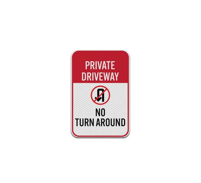 Private Driveway No Turn Around Sign – Black Aluminum Composite – Work House Signs