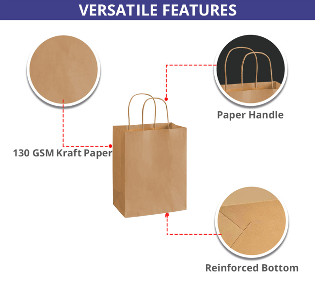 Custom Kraft Paper Shopping Bags (Printed) by BannerBuzz