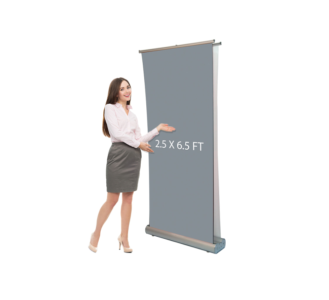 Double-screen wide base Roll Up Banner – Backdropsource Canada