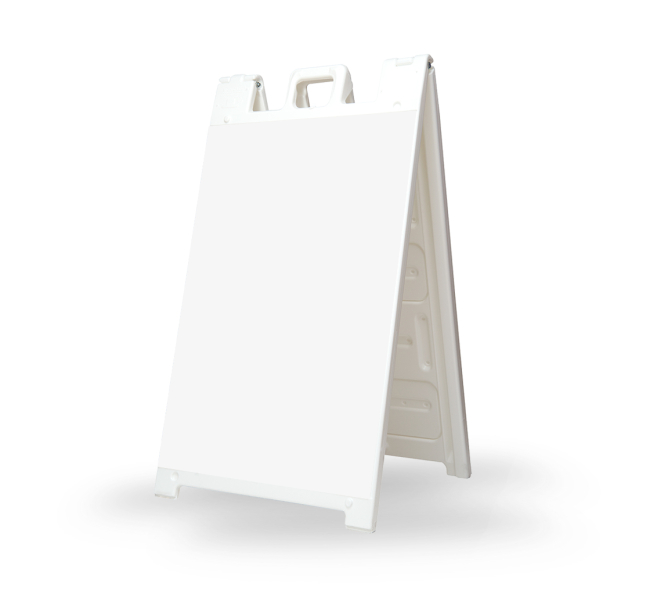 The Signicade Deluxe Sidewalk Sign Stand is durable plastic a-frame stand.