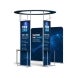 10 ft Island Trade Show Booth with Circular Header Lifestyle 2