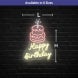 Happy Birthday With Cake On Top Neon Sign
