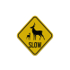 Slow Multiple Deer Crossing Symbol Aluminum Sign (Reflective)
