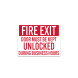 Fire Exit, Keep Door Unlocked Decal (Non Reflective)
