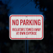 No Parking Violators Will Be Towed Away Aluminum Sign (EGR Reflective)