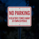 No Parking Violators Will Be Towed Away Aluminum Sign (HIP Reflective)