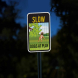 Slow Down Dogs At Play Aluminum Sign (EGR Reflective)