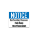 OSHA Notice For Sanitary Reasons Decal (Non Reflective)