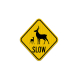 Slow Multiple Deer Crossing Symbol Aluminum Sign (HIP Reflective)