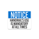 OSHA Notice Handrail Use Is Mandatory Decal (Non Reflective)