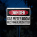 Gas Meter Room, No Storage Permitted Aluminum Sign (HIP Reflective)