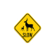 Slow Multiple Deer Crossing Aluminum Sign (Non Reflective)