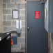 Bilingual Elevator Machine Room Access Through This Door Plastic Sign