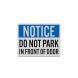 Do Not Park In Front Of Door Decal (Reflective)