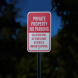 Private Property No Parking Aluminum Sign (Reflective)