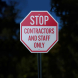Stop Contractors & Staff Only Aluminum Sign (Reflective)