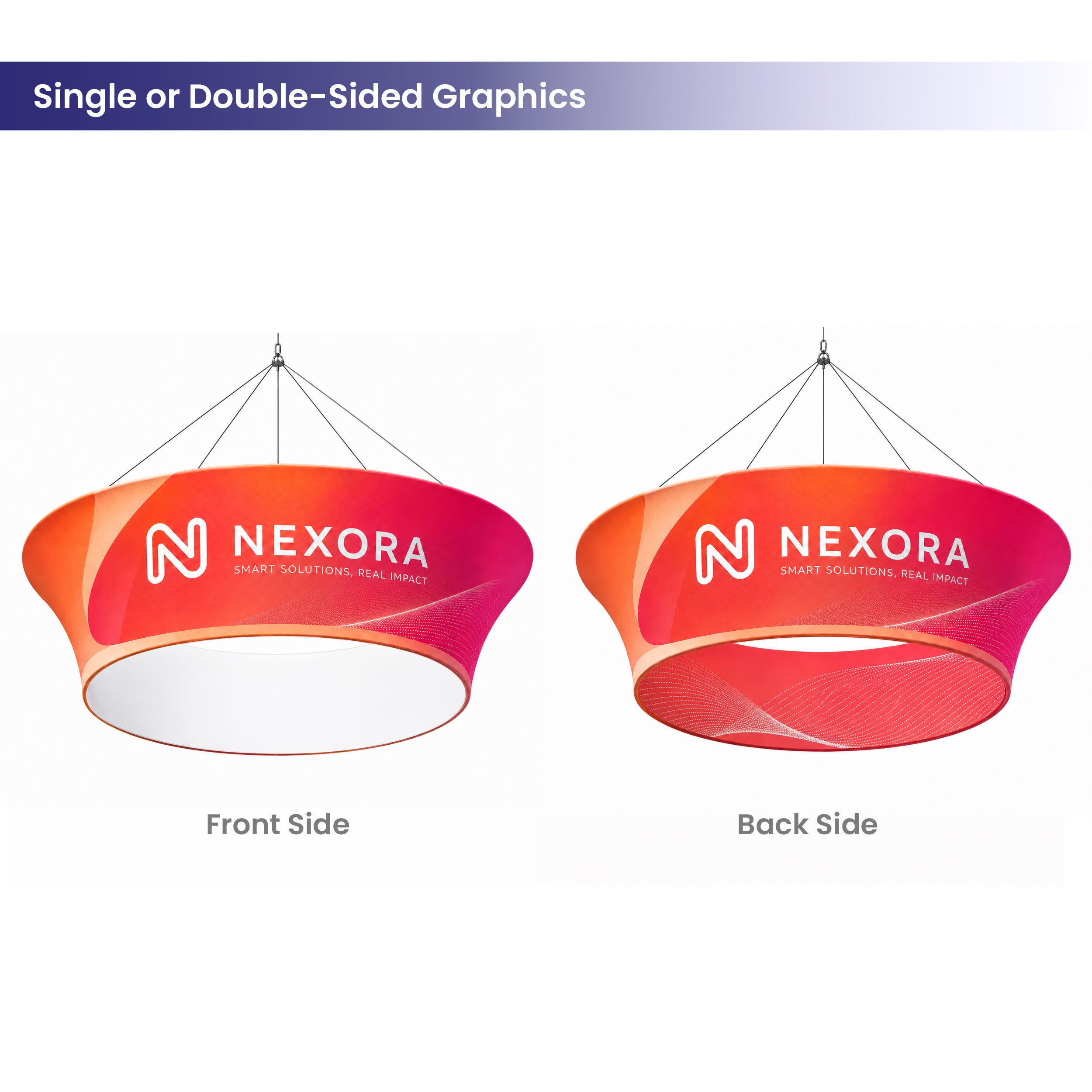 Skytube Tension Fabric Ring Shaped Hanging Banner Single or Double Sided Graphics
