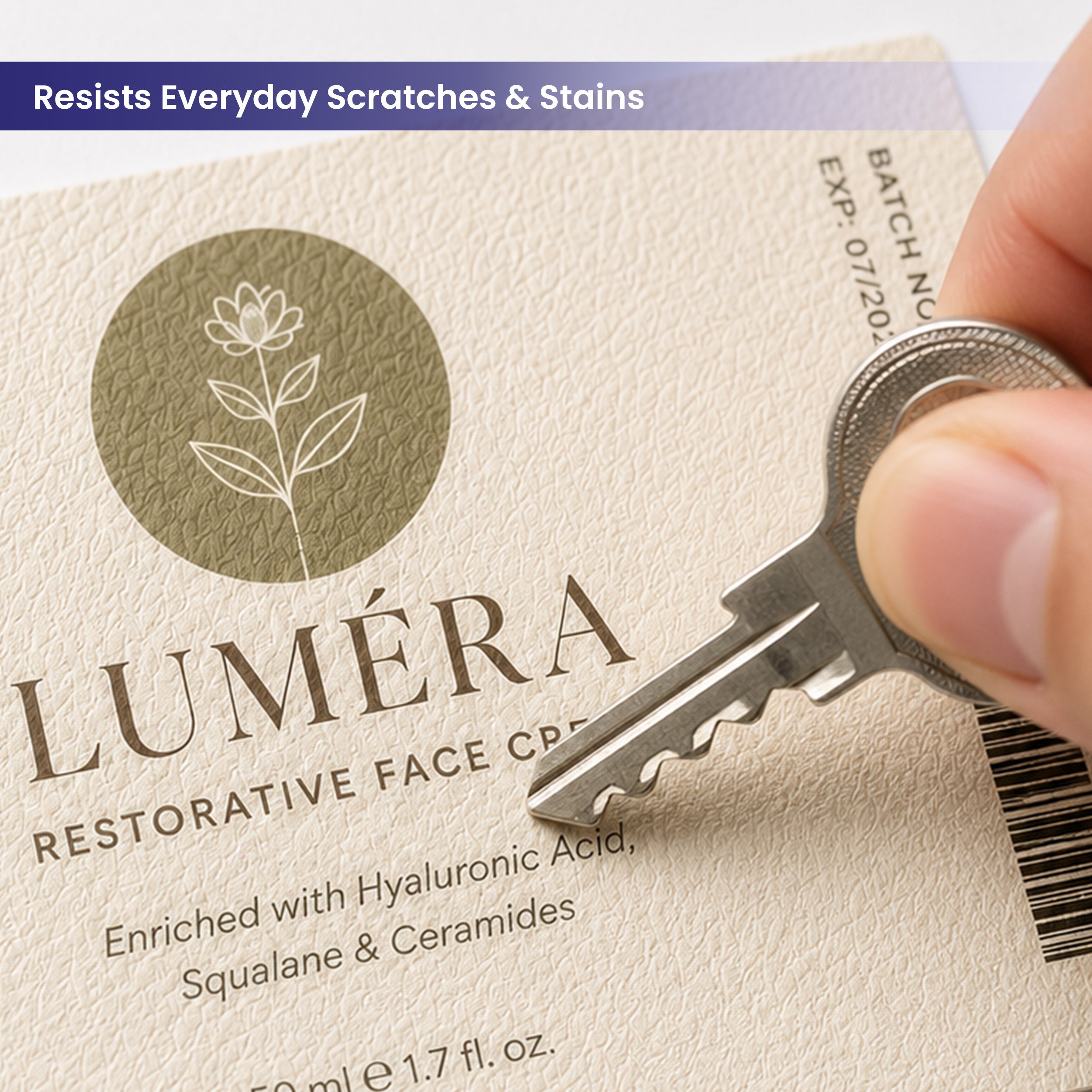 Textured Label Resists Everyday Scratches and Stains