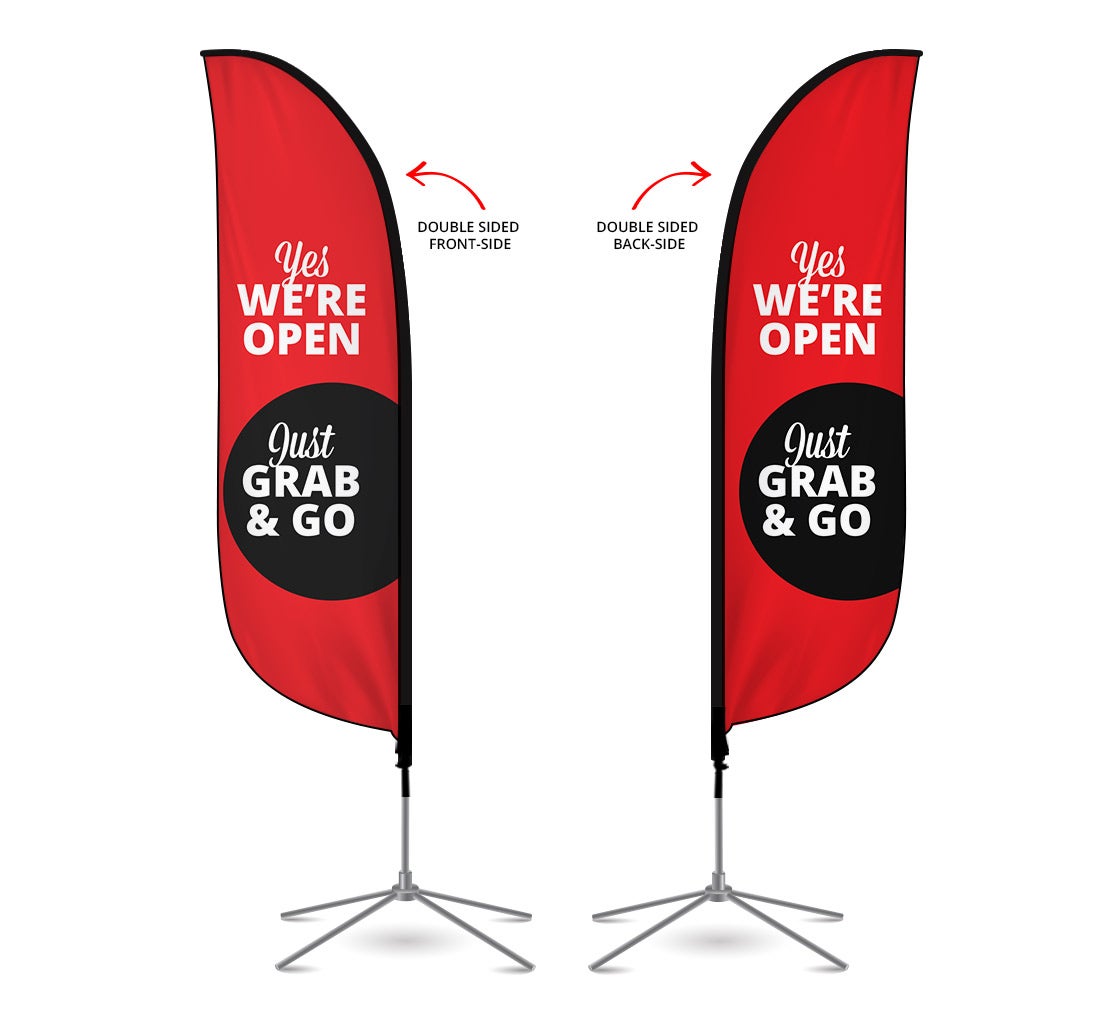 Pre-Printed We are Open Feather Flag
