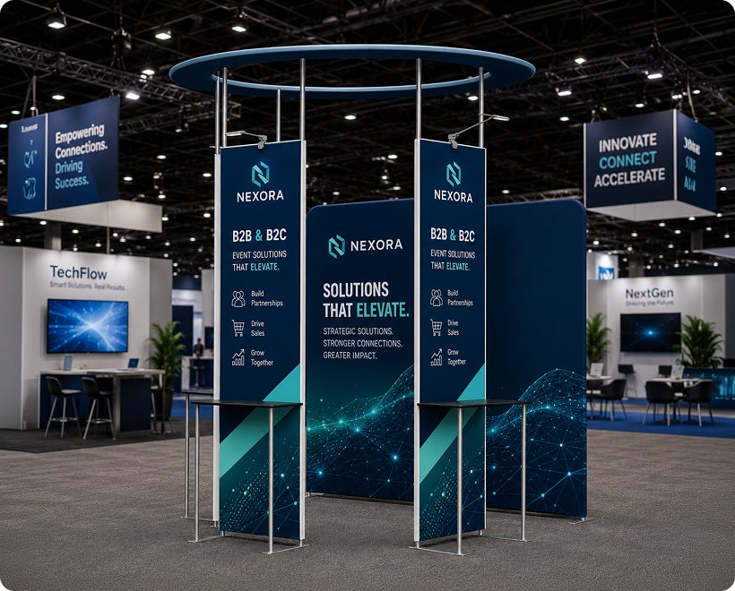 10 ft Island Trade Show Booth with Circular Header