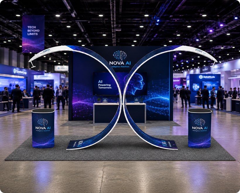 20ft Island Twin Arch Display Booth